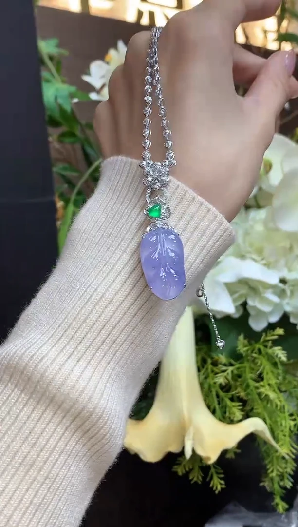 吊坠(不含链)18K金镶嵌翡翠D20 紫货有一定色差