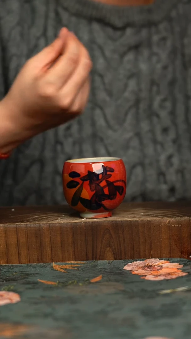 杯釉下彩手工手绘同款陶器