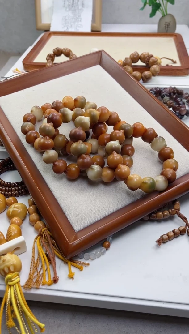 菩提根/象牙果手串c07干磨猫猫头20瑕疵不补随机