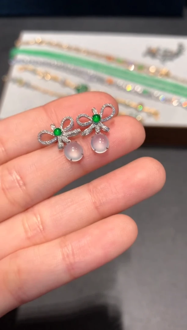 【闪购商品】翡翠耳饰18K金镶嵌A121-3980