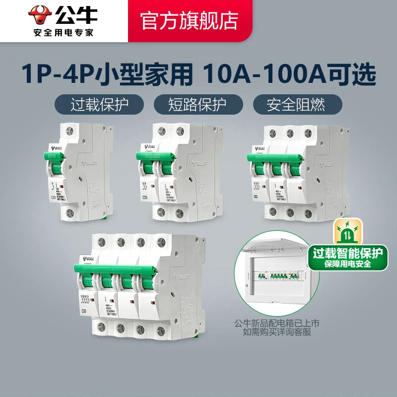 BULL/公牛断路器空气开关家用空开电闸1P2P/3P/4P63A/100A空开