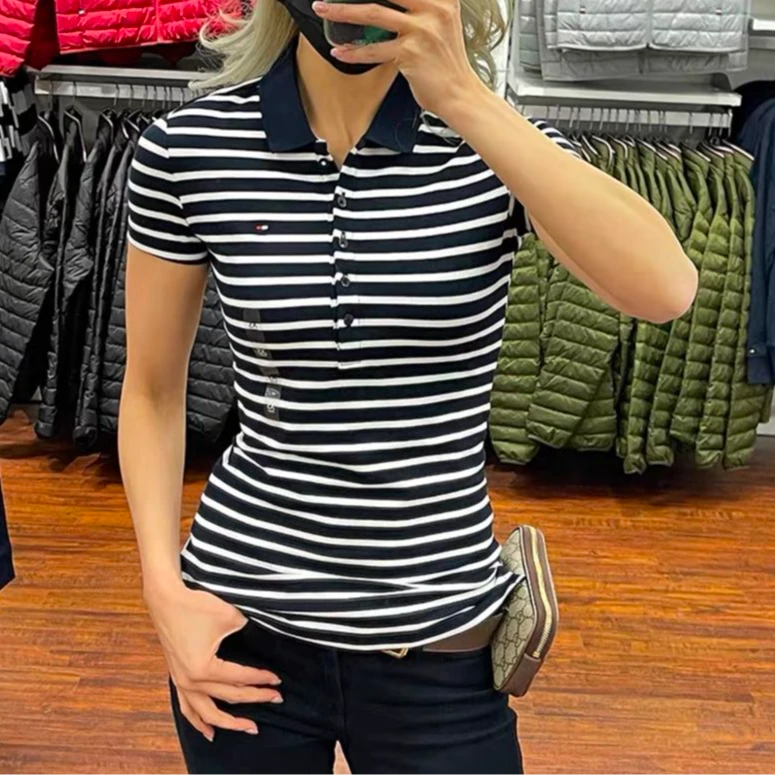 Tommy女士五粒扣修身POLO衫 WW1148