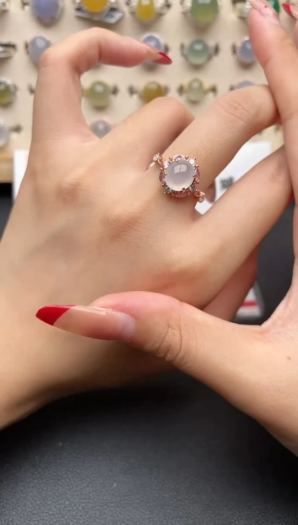 【闪购商品】翡翠戒指银S925镶嵌一物一证一礼盒