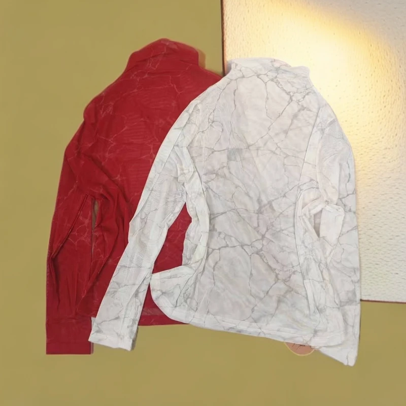 25258（飞儿同款）网纱时尚打底衫休闲长袖