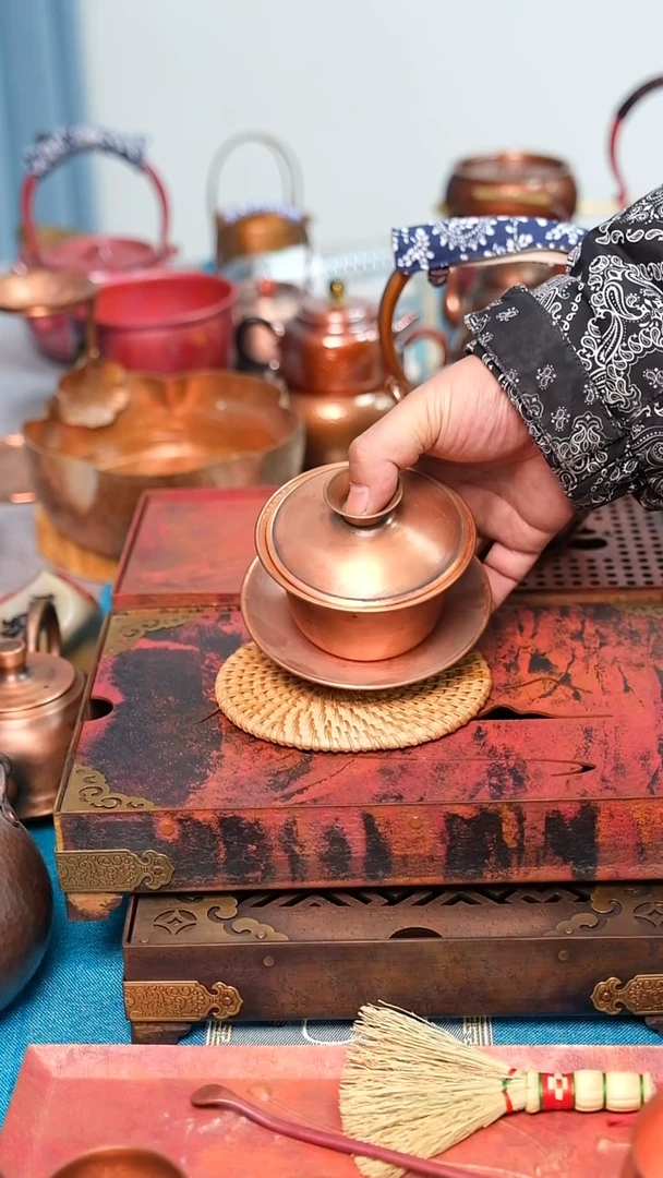 纯紫铜盖碗（半斤重）