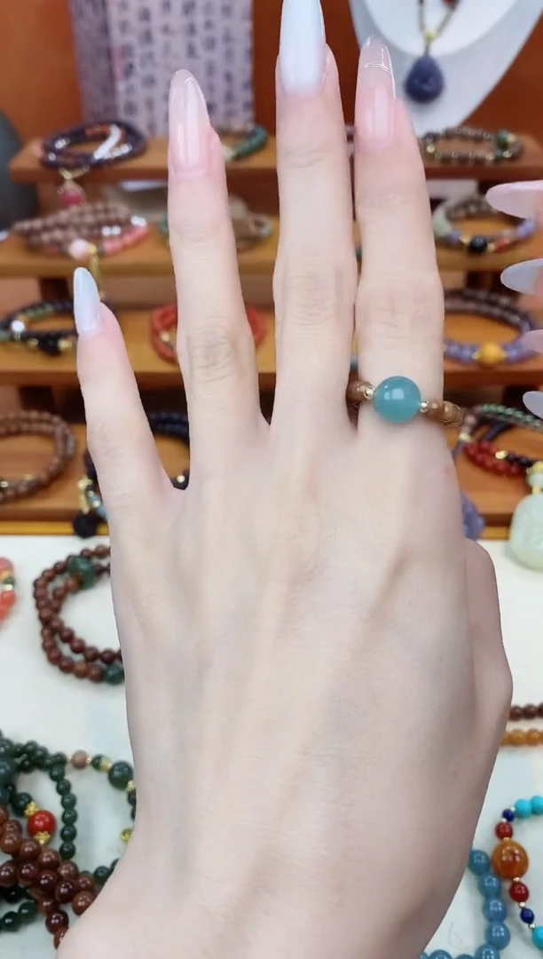 未镶嵌库克手串单圈戒指蓝翡