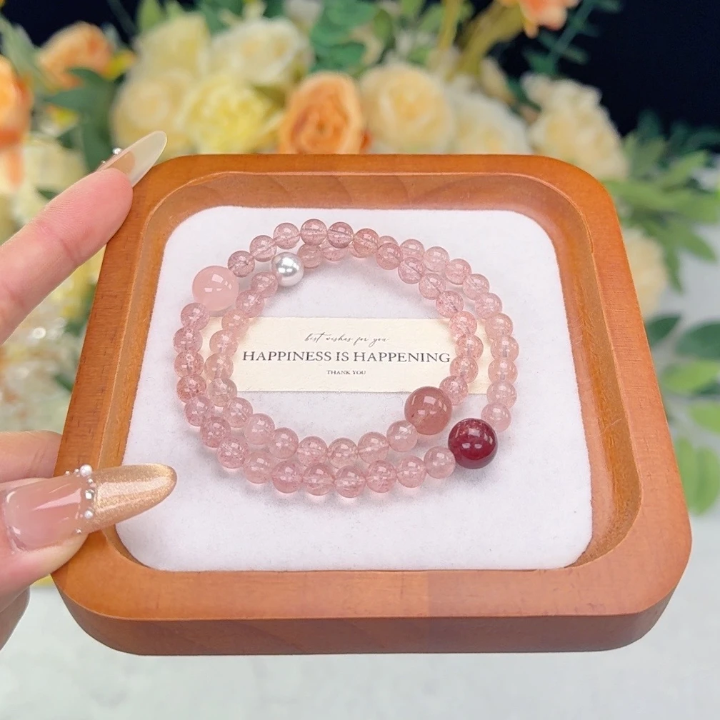 【白体草莓】天然水晶白体草莓晶多宝草莓车厘子设计手串