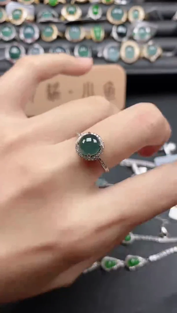 翡翠戒指银S925镶嵌51511