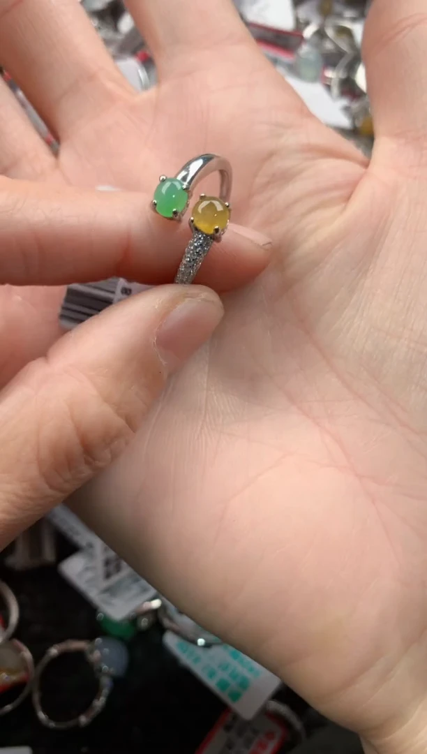 银S925镶嵌戒指翡翠101010       10