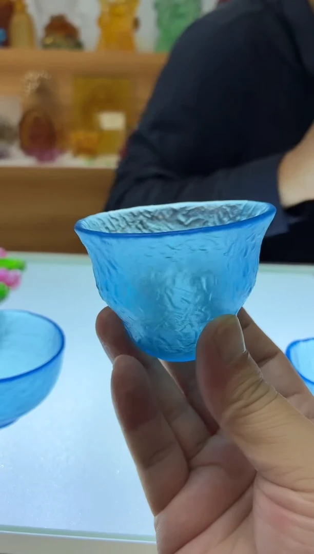 琉璃手工艺品古法琉璃茶杯蓝色
