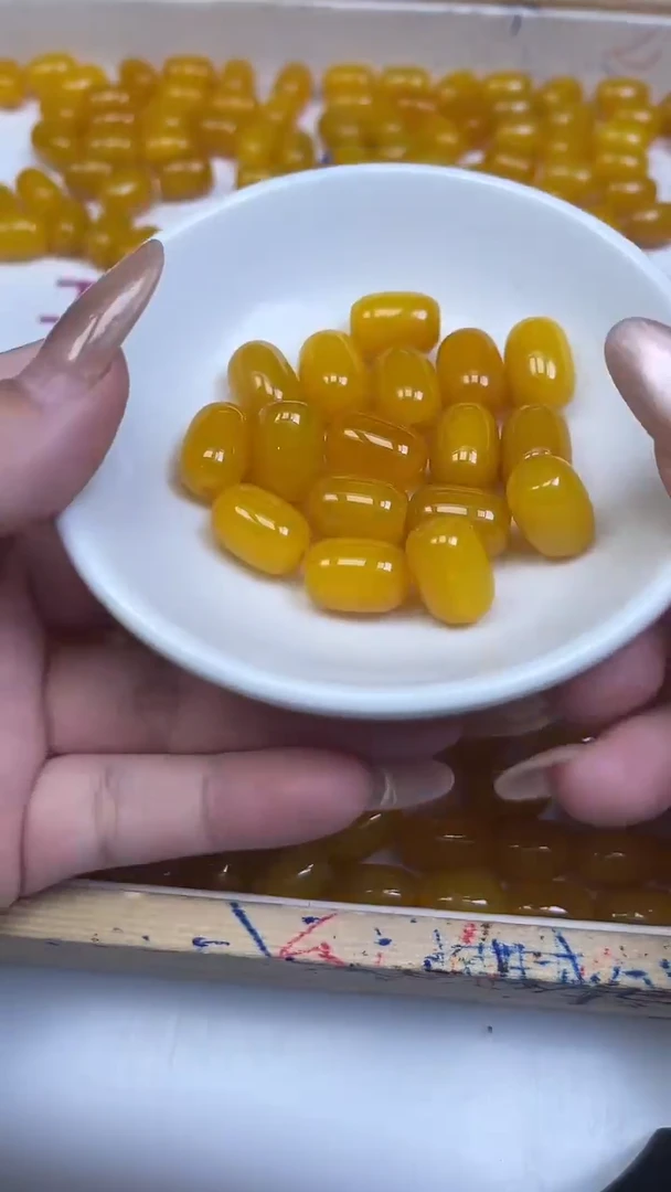 未镶嵌散珠玛瑙/玉髓B1295 鸡油黄桶珠10*14mm5个9.9元
