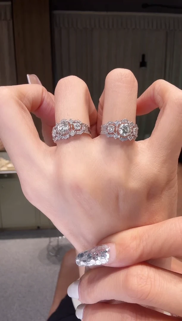 铂Pt950镶嵌戒指钻石多样性发其一 三生石