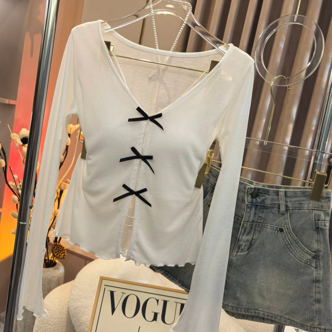 【A9854墨丽】2025早秋修身显瘦百搭长袖防晒纯欲上衣+吊带两件套