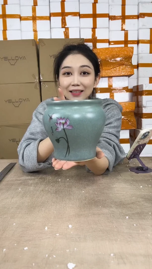 缸型深绿荷花13x13