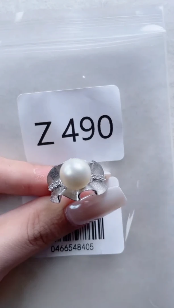 银S925镶嵌戒指海水珍珠Z490