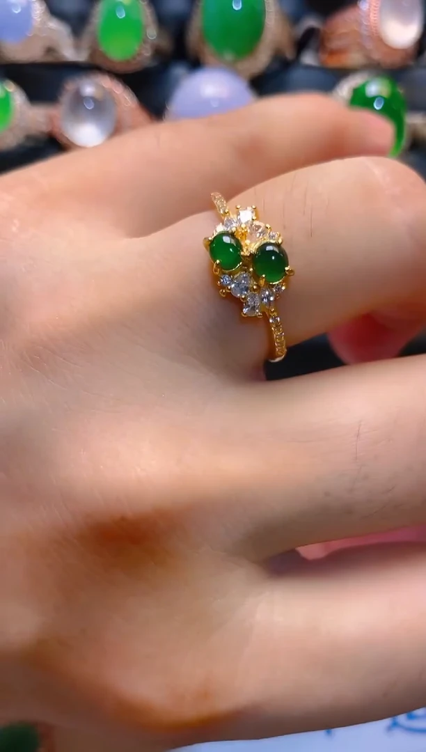 翡翠银S925镶嵌耳饰天然