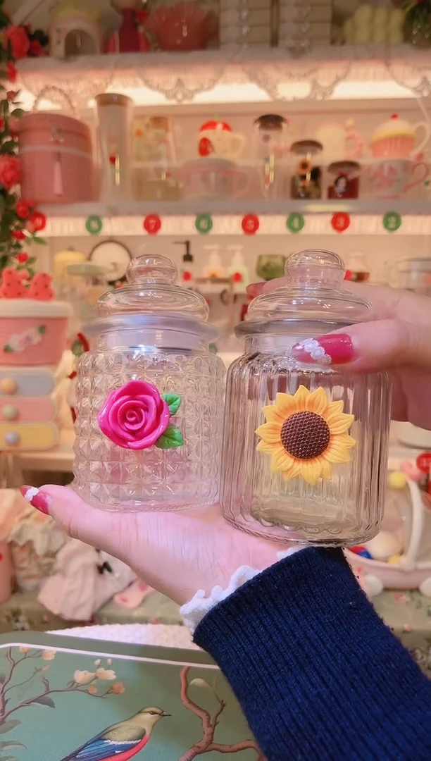 花朵密封罐2个——手工制作品质好！