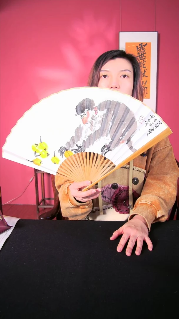 国画田青折扇作品
