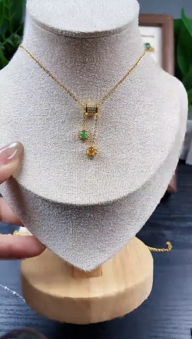 颈饰银S925镶嵌翡翠12