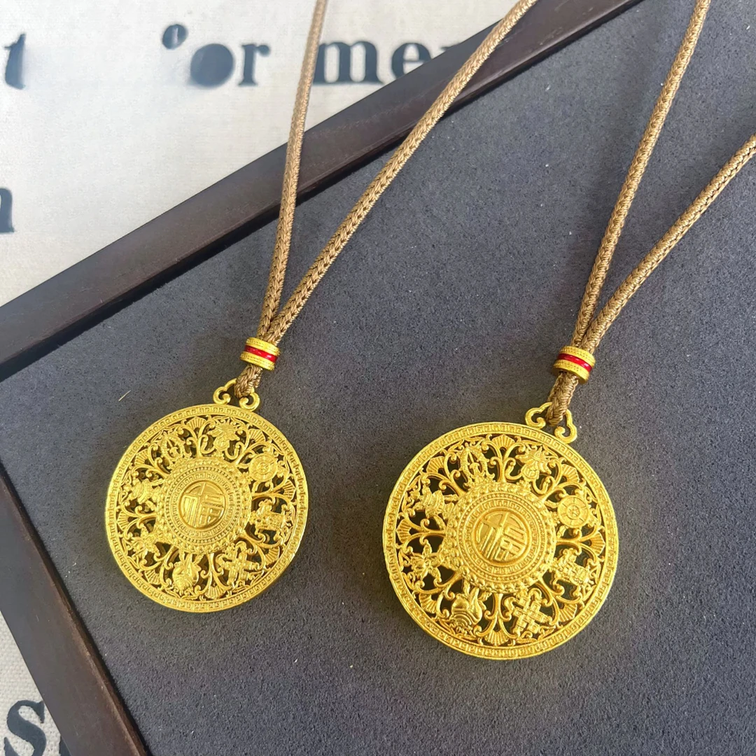 【矿金手工制作】八宝罗盘吊坠女项链福字