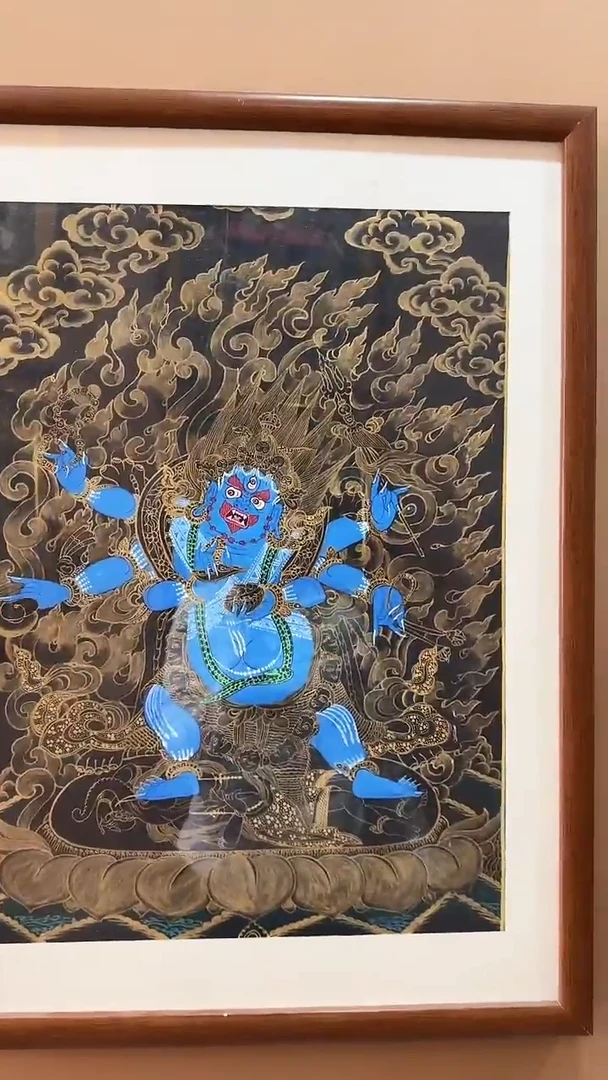 吊坠大黑天大画-热贡纯手绘唐卡