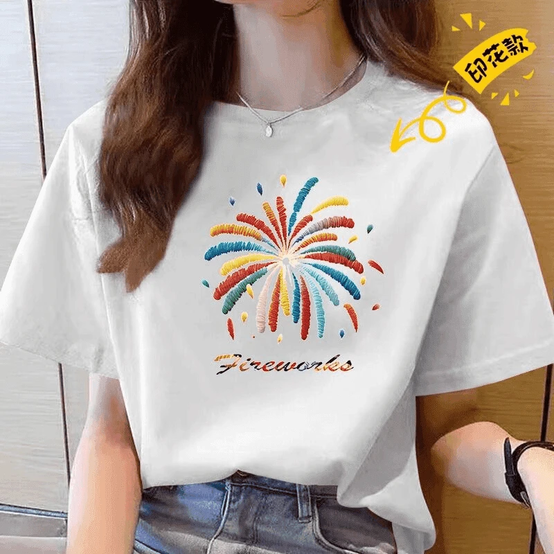 【100%纯棉】夏季女款女士时尚百搭潮流纯棉短袖t恤圆领显瘦半袖