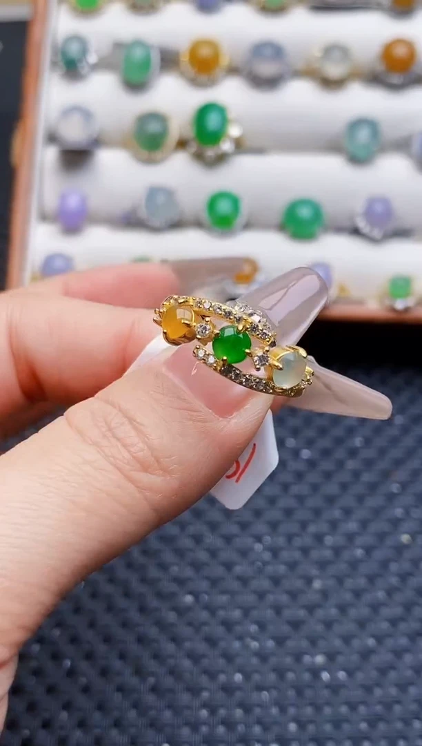 银S925镶嵌戒指翡翠1337