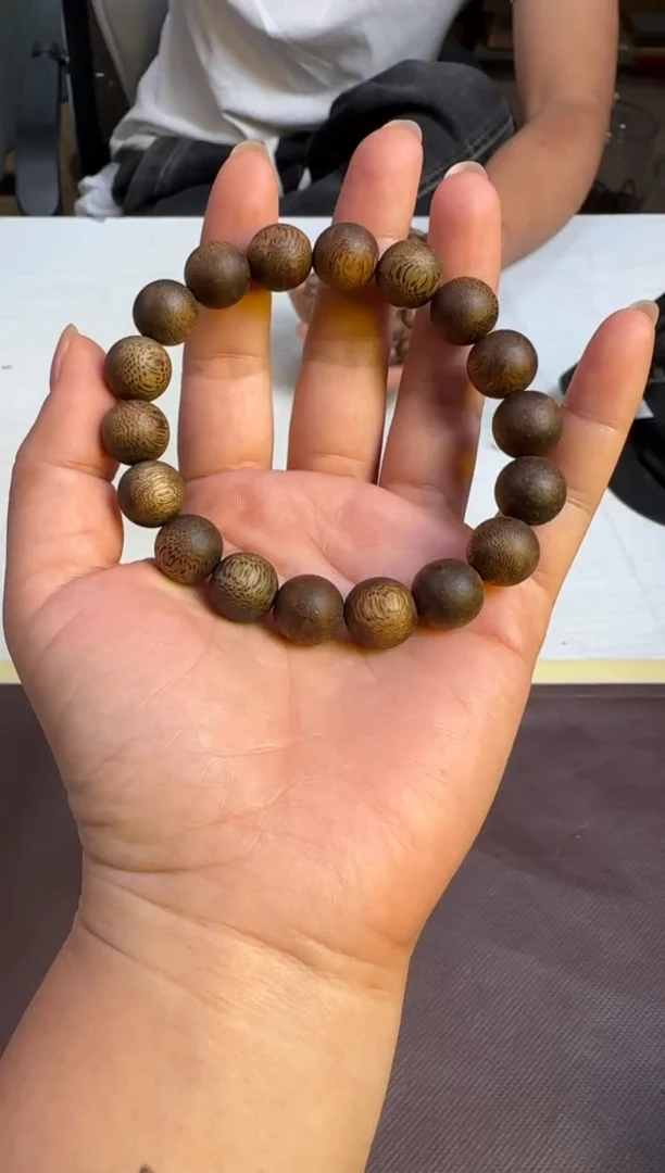 沉香手串窖藏款海南老白棋正圆珠12mm多样性发1