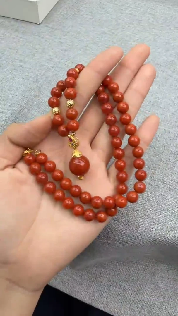 【闪购商品】南红玛瑙颈饰银S925镶嵌秒拍号823
