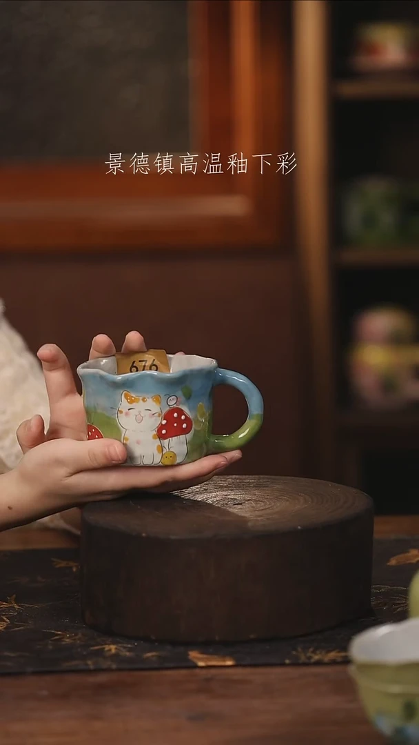 陶瓷景德镇高温釉下手绘陶瓷@L676@