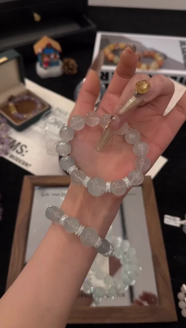 合金手链水晶拉丝绿萤石x3570