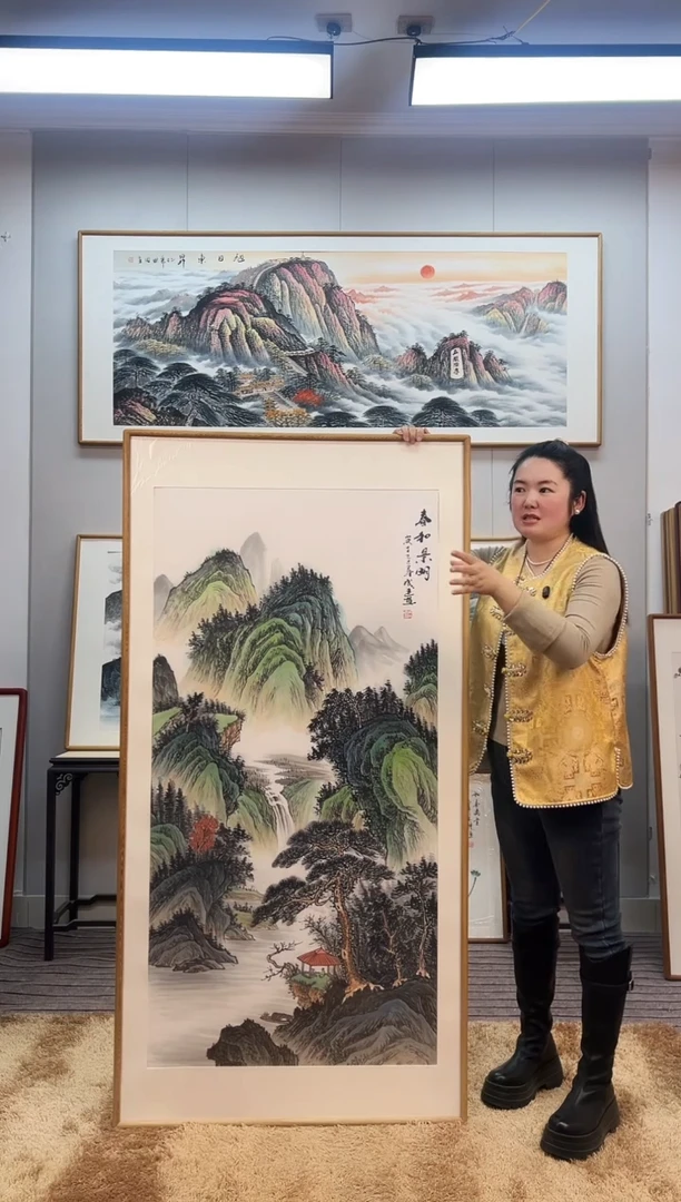 国画手绘山水162*82尺寸竖幅