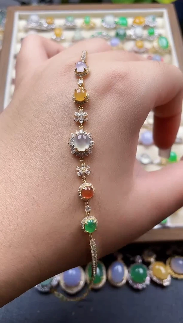 银S925镶嵌手链翡翠185