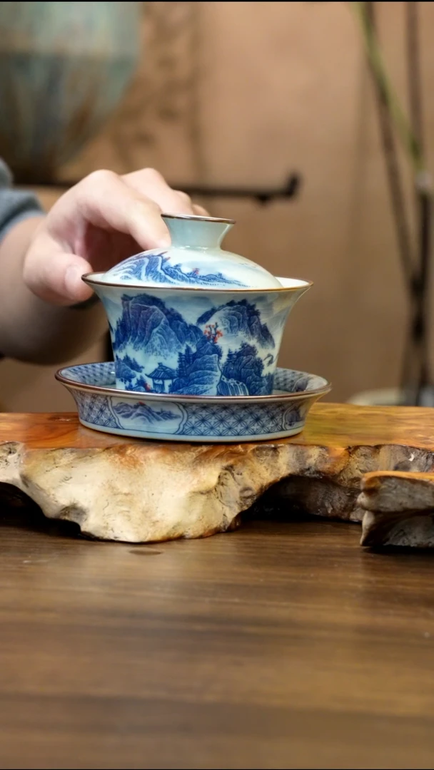 景德镇高温瓷风水马蹄盖碗