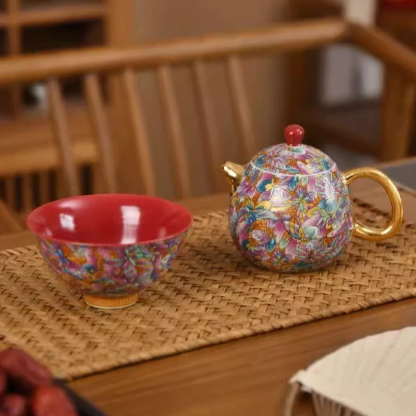 百福大茶碗珐琅彩主人杯斗笠杯功夫茶具茶杯品茗杯高颜值