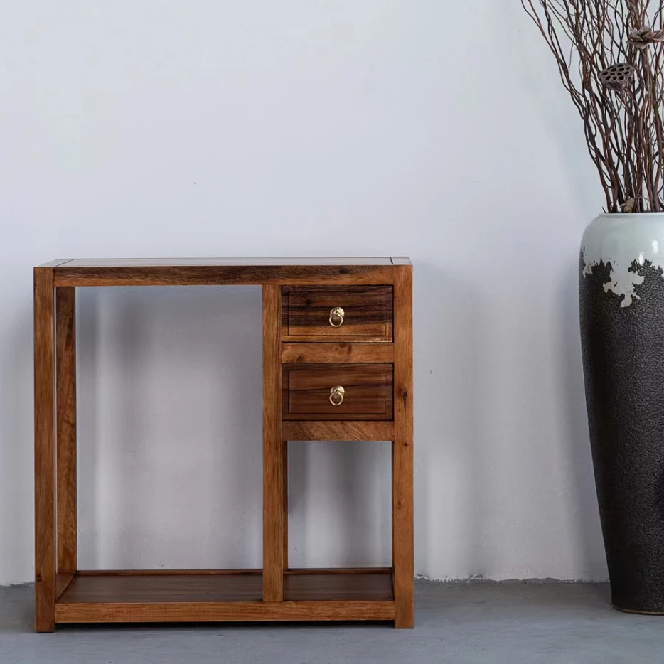 厂家直销双抽茶水柜胡桃木制作   烧水桌  摆件展示柜 茶盘柜