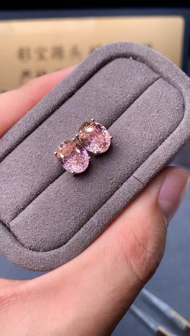 银S925镶嵌耳饰碧玺2222