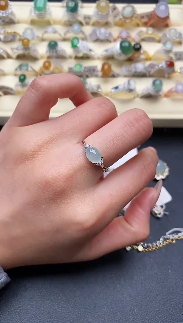 【闪购商品】翡翠戒指银S925镶嵌2222222+5