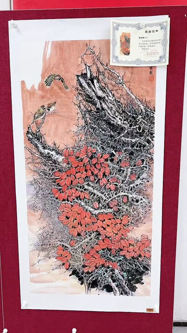【闪购商品】绘画杨风顺绘画8平尺花鸟金奖紫袍作品