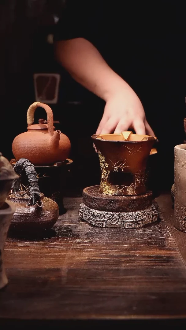 竹叶红泥平口雕刻炉