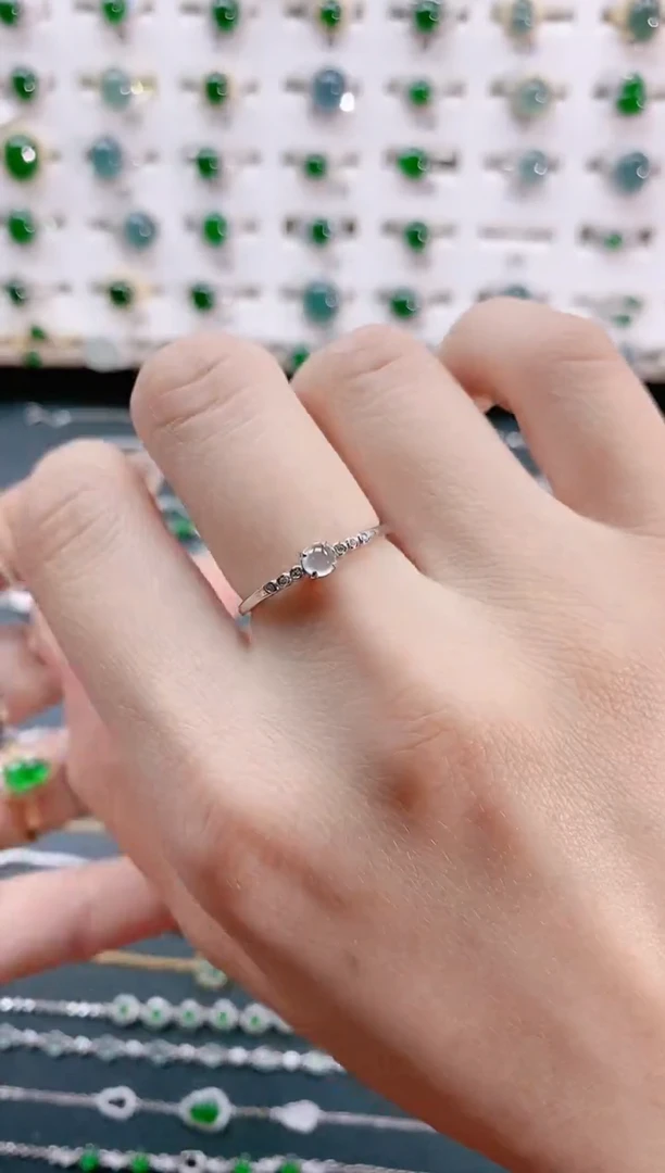 【闪购商品】翡翠戒指银S925镶嵌天然翡翠