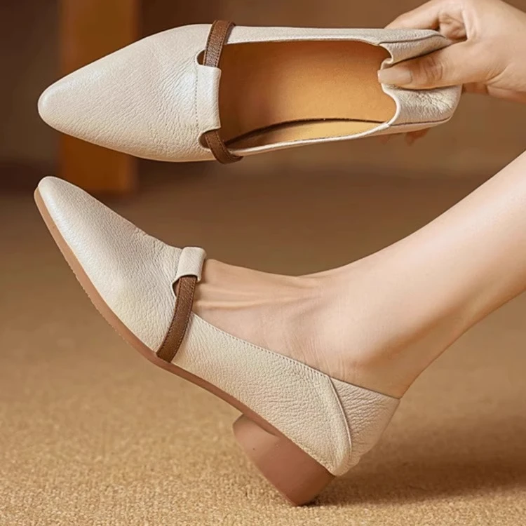 【达尼】2025春秋脚蹬新款软底豆豆小白鞋防滑乐福鞋女鞋单鞋 WBX35