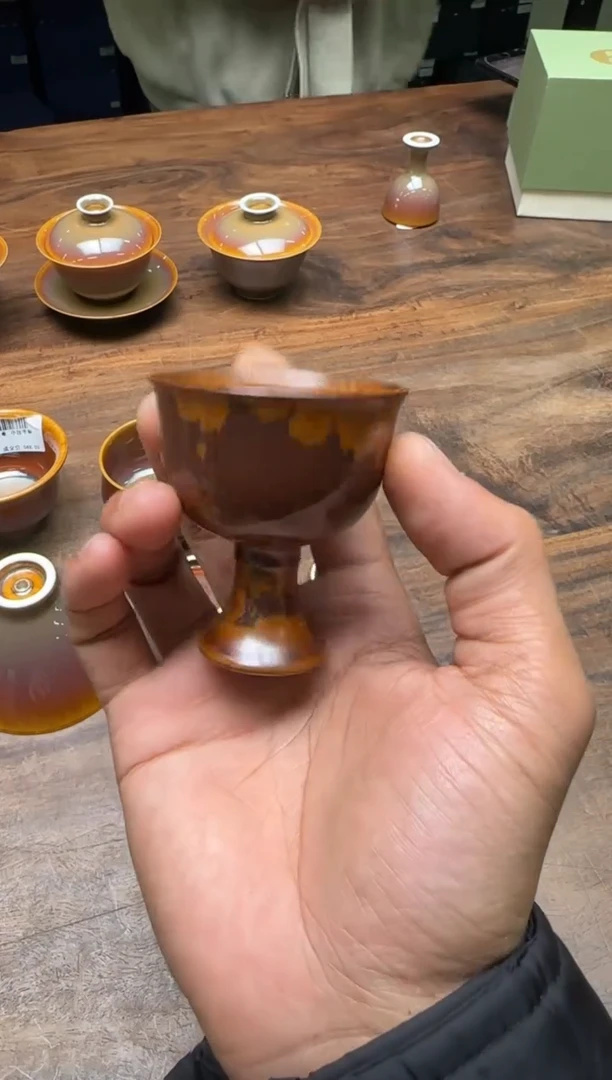 〰*荣器 内外木首釉 小酒杯