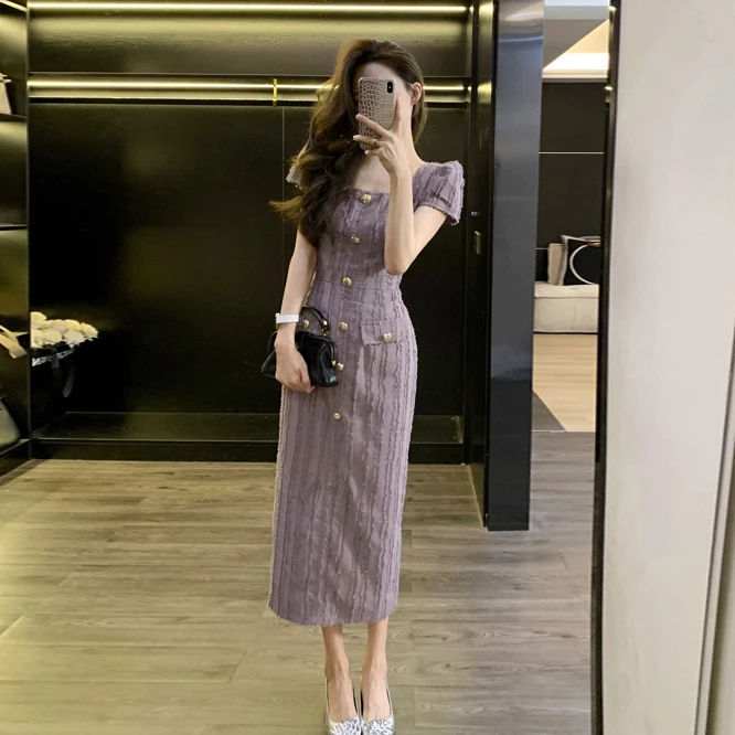 【朵拉】大码女装法式连衣裙夏季气质高级感小香风收腰显瘦长短裙