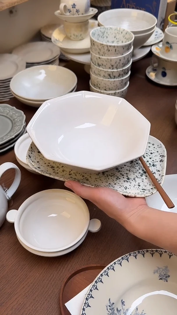 润白凹边系列八角大号瑕疵黑点凸起