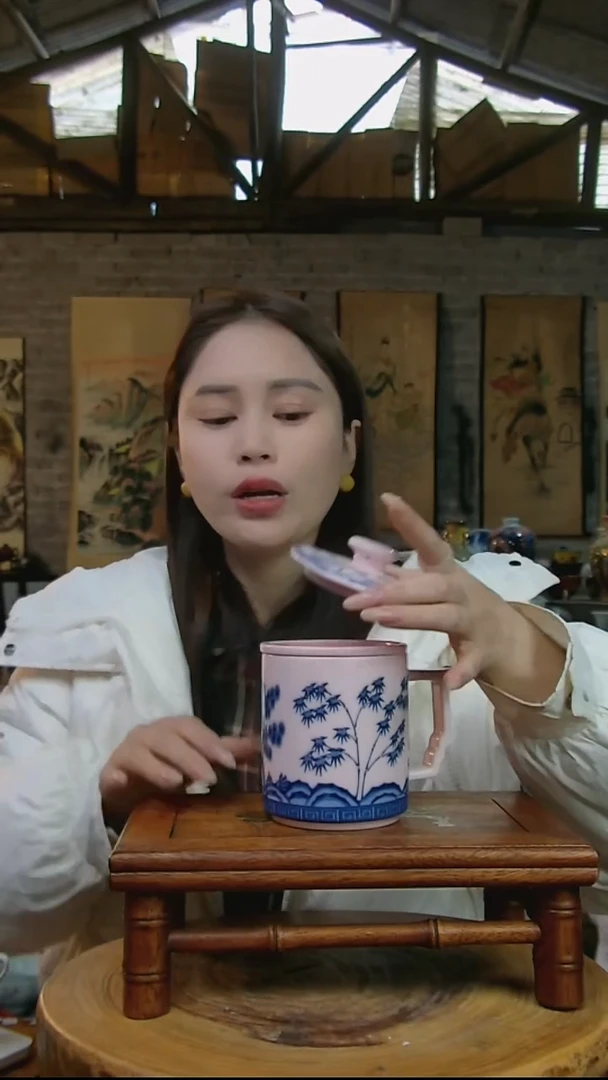 摆件陶稀土岁寒三友办公杯