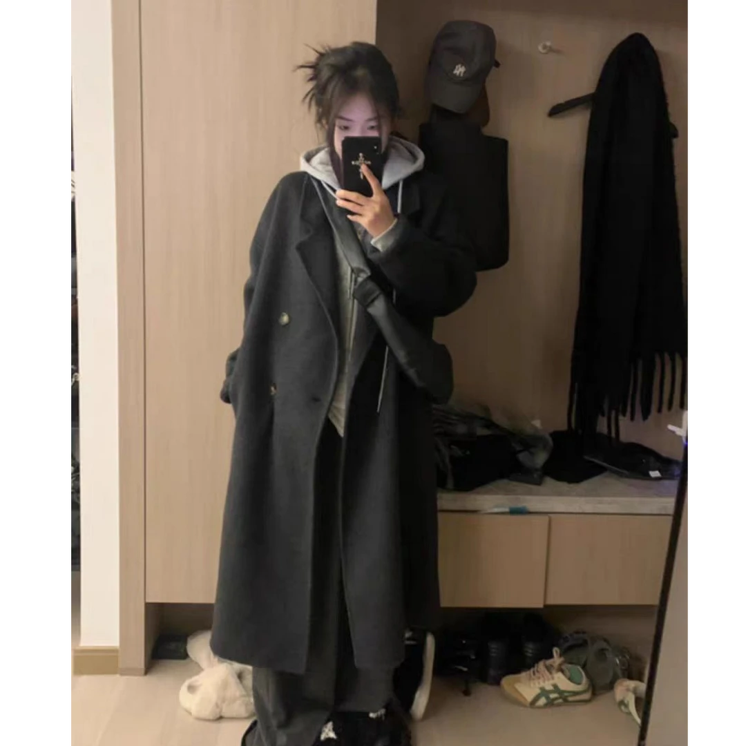 【小个子加棉加厚羊毛大衣】羊毛呢大衣气质秋冬长款长款韩版大衣