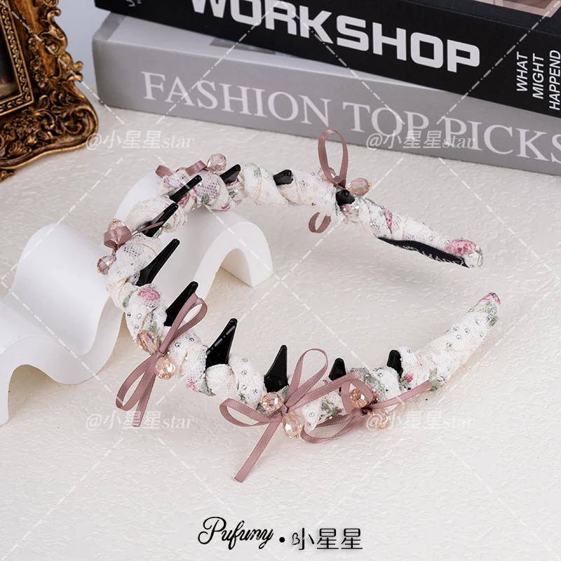 高级感网纱蝴蝶结发箍女轻奢百搭高颅顶头箍发饰带齿防滑压发头饰