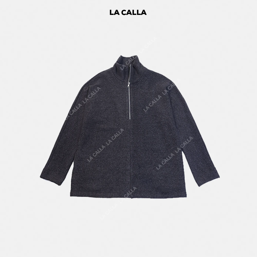 LA CALLA拉链卫衣黑灰色半拉链高领立领舒适运动卫衣K032