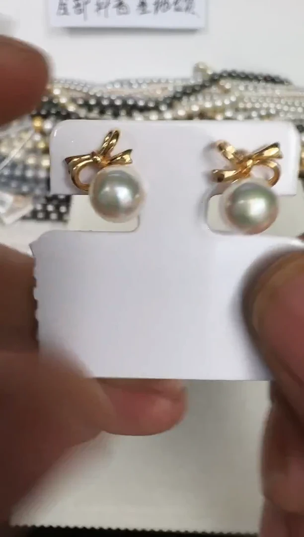 银S925镶嵌耳饰海水珍珠耳钉